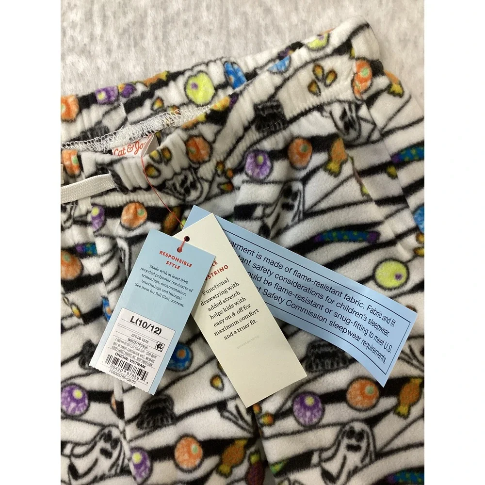 Cat‎ & Jack Kids Halloween Mummy Ghost Fleece Pajama Pants White L 10/12 NWT